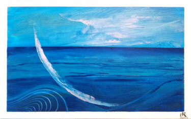 Painting titled "BLEU JUSTE AVANT LA…" by Anouchk, Original Artwork, Acrylic Mounted on Wood Stretcher frame