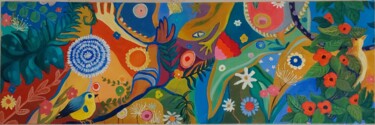 Картина под названием "L'oiseau caché dans…" - Anouck Chevallier, Подлинное произведение искусства, Акрил Установлен на Дере…