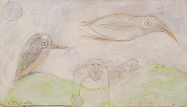 Dessin intitulée "Les oiseaux" par Anouk Gallery, Œuvre d'art originale