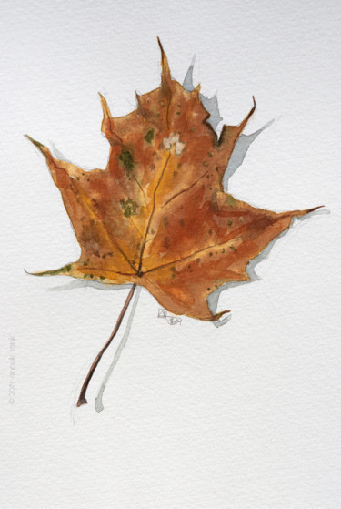 Peinture intitulée "feuille d'automne #2" par Anouk Tank, Œuvre d'art originale, Aquarelle