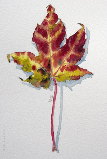 Peinture intitulée "feuille d'automne #8" par Anouk Tank, Œuvre d'art originale, Aquarelle