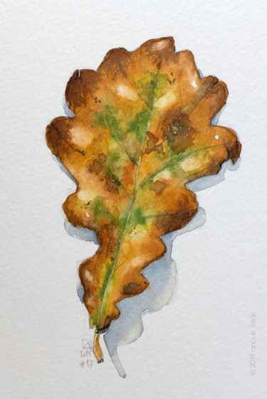 Peinture intitulée "feuille d'automne #…" par Anouk Tank, Œuvre d'art originale, Aquarelle