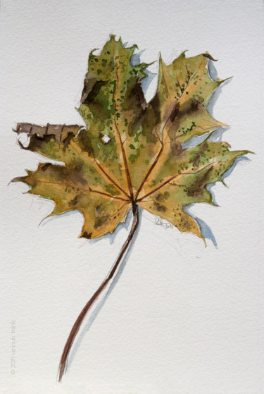 Peinture intitulée "feuille d'automne #1" par Anouk Tank, Œuvre d'art originale, Aquarelle