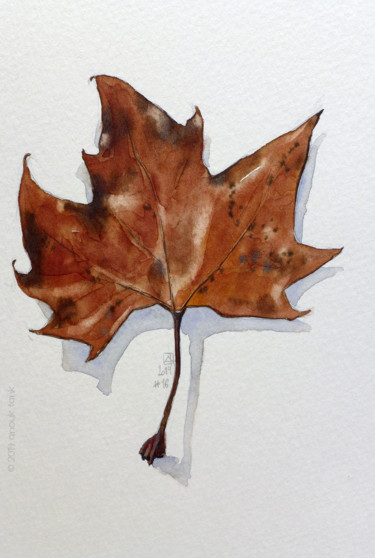 Peinture intitulée "feuille d'automne #…" par Anouk Tank, Œuvre d'art originale, Aquarelle