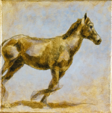 Peinture intitulée "double-poney #8269" par Anouk Tank, Œuvre d'art originale, Acrylique