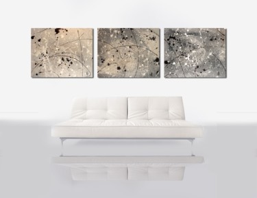 Painting titled "KOLLOS - TRIPTYQUE" by Anouk Trombetta, Original Artwork, Acrylic Mounted on Wood Stretcher frame