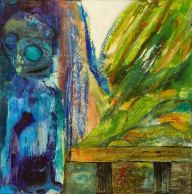 Картина под названием "Blár Vinur" - Anova, Подлинное произведение искусства, Акрил Установлен на Деревянная рама для носилок