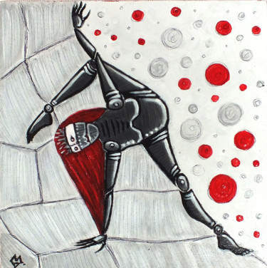 Pittura intitolato "Dancing Robot 4" da Anra, Opera d'arte originale, Acrilico Montato su Cartone