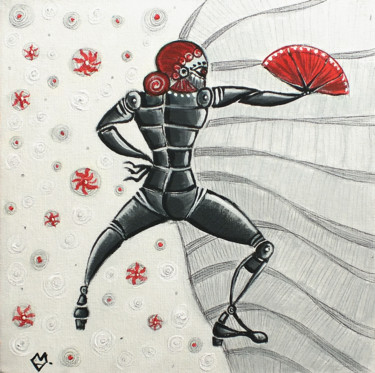 Pittura intitolato "Dancing Robot 3" da Anra, Opera d'arte originale, Acrilico Montato su Cartone