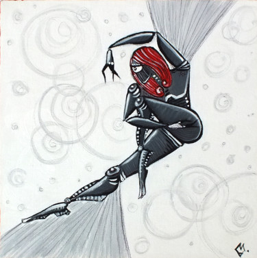 Peinture intitulée "Dancing Robot 2" par Anra, Œuvre d'art originale, Acrylique Monté sur Carton