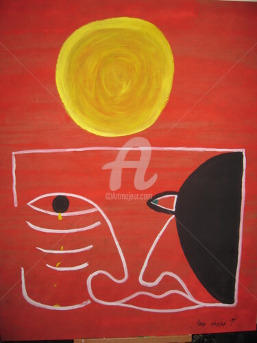 Peinture intitulée "larmes de soleil" par Anrey, Œuvre d'art originale, Gouache