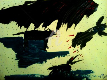 Peinture intitulée "l-attaque-du-sang" par Anrey, Œuvre d'art originale, Gouache