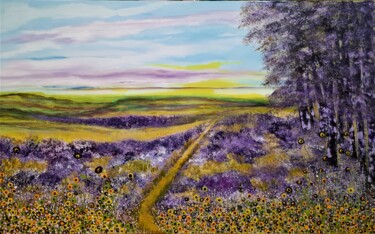 Malerei mit dem Titel "Purple daydream" von Ans Duin, Original-Kunstwerk, Acryl Auf Holzplatte montiert