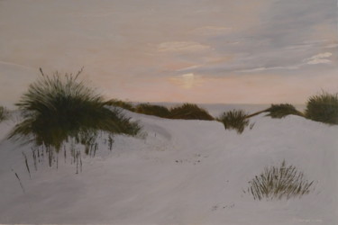 Painting titled "Ameland sunset" by Ans Van Der Linden, Original Artwork, Oil