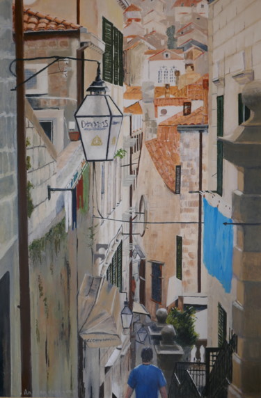 Pintura intitulada "Dubrovnik" por Ans Van Der Linden, Obras de arte originais, Acrílico