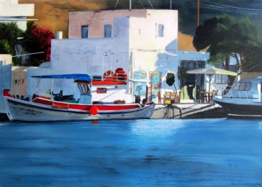 Malerei mit dem Titel "Ios harbour - a mag…" von Ans Van Der Linden, Original-Kunstwerk, Acryl