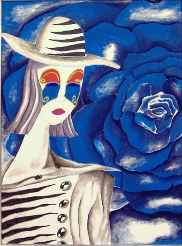 Painting titled "donna veneziana" by Ansavy, Original Artwork