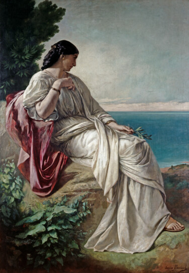 Painting titled "Iphigenia I" by Anselm Feuerbach, Original Artwork, Oil