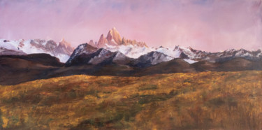 Painting titled "Fitz Roy." by Philippe Anselme, Original Artwork, Oil Mounted on Wood Stretcher frame