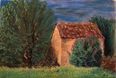 Painting titled "Mazet provençal. Pr…" by Philippe Anselme, Original Artwork, Pastel