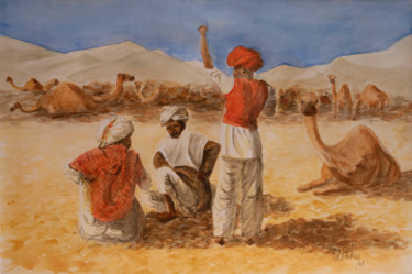 Painting titled "Pourparlers dans le…" by Philippe Anselme, Original Artwork, Watercolor