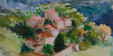 Peinture intitulée "Village perdu. Lost…" par Philippe Anselme, Œuvre d'art originale, Aquarelle