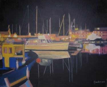 Peinture intitulée "port vendres 2" par Anska, Œuvre d'art originale, Huile