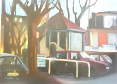 Peinture intitulée "le kiosque" par Anska, Œuvre d'art originale, Huile