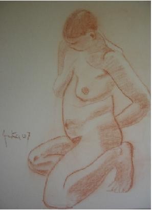 Peinture intitulée "nu feminin" par Anska, Œuvre d'art originale, Huile