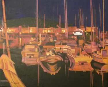 Peinture intitulée "port vendres 1/9" par Anska, Œuvre d'art originale, Huile