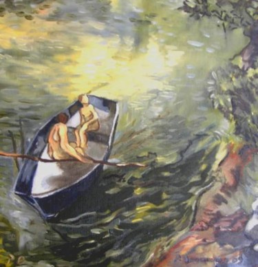 Peinture intitulée "la riviere" par Anska, Œuvre d'art originale, Huile