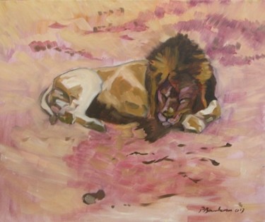 Peinture intitulée "lion" par Anska, Œuvre d'art originale, Huile