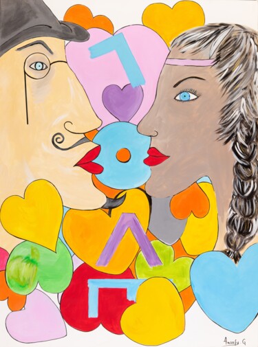 Peinture intitulée "Amour & Métissage" par Ansofy, Œuvre d'art originale, Acrylique