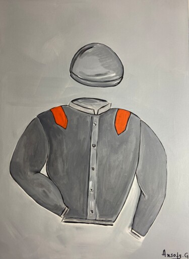 Painting titled "Ambre - casque Jock…" by Ansofy, Original Artwork, Acrylic Mounted on Wood Stretcher frame