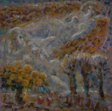 Картина под названием ""Золотые шары"" - Владимир Юрпалов, Подлинное произведение искусства, Масло
