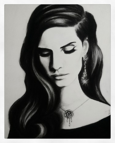 Dibujo titulada "Lana Del Rey" por Antalgique, Obra de arte original, Carbón