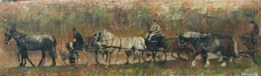Картина под названием "Всадники-4" - Anatoly Baratynsky, Подлинное произведение искусства, Масло
