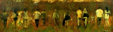 Картина под названием "Пешеходы" - Anatoly Baratynsky, Подлинное произведение искусства, Масло