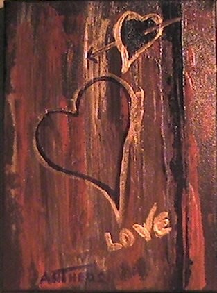 Peinture intitulée "LOVE ECORCE" par Antheus, Œuvre d'art originale