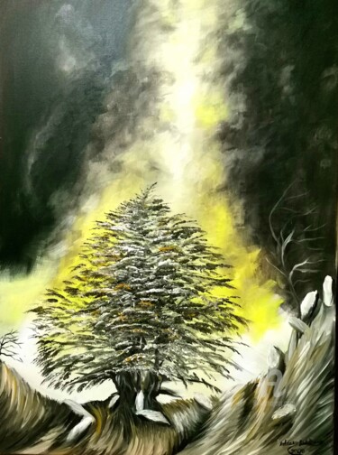 Painting titled "Cedar Tree" by Anthony Abdel Karim, Original Artwork, Acrylic