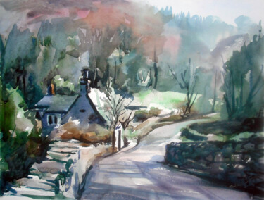 Painting titled "Aber North Wales" by Anthony Barrow, Original Artwork, Watercolor