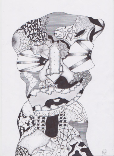 Drawing titled "Le Rusé" by Anthony Brugier, Original Artwork, Ballpoint pen