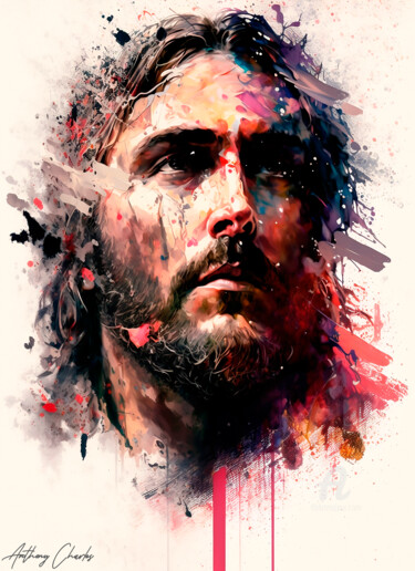 Цифровое искусство под названием "Jesus Christ - The…" - Anthony Charles, Подлинное произведение искусства, Цифровая живопись