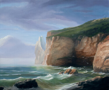 제목이 "La falaise"인 미술작품 Anthony Colange로, 원작, 기름 나무 들것 프레임에 장착됨
