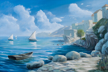 Картина под названием "Méditerrannée" - Anthony Colange, Подлинное произведение искусства, Масло Установлен на Деревянная ра…