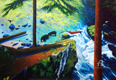 Painting titled "White Water, Black…" by Anthony Feyer, Original Artwork, Oil