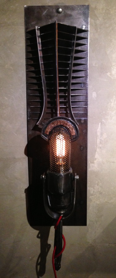 Sculpture titled "Microphone "1930"" by Anthony Gosselin, Original Artwork, Metals