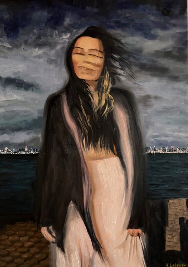 Painting titled "Wildest wind" by Anthony Lebedev, Original Artwork, Oil Mounted on Wood Stretcher frame