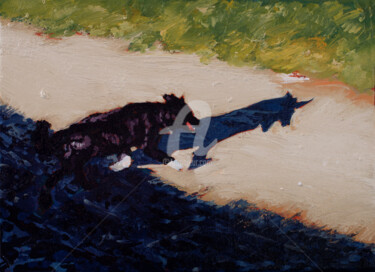 Schilderij getiteld "Shadowhound" door Anthony Oliver, Origineel Kunstwerk, Olie