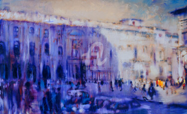 Painting titled "la-piazza-" by Anthony Oliver, Original Artwork, Oil